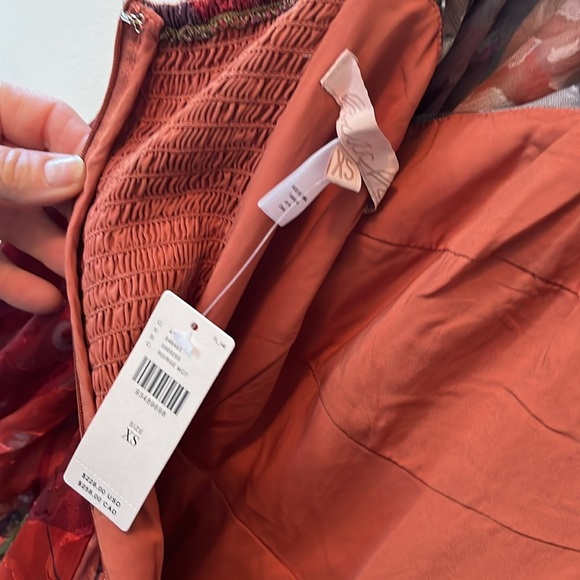 Hutch Printed Twist-Front Puff-Sleeve Ruffle-Hem Dress Size XS NWT - Picture 7 of 14